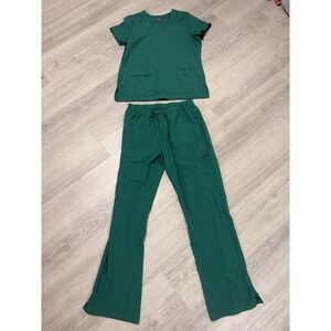Scrubs Set  NATURAL UNIFORMS Women Unisex Top and Pants Hospital Small Green